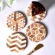 Handmade Brown and White Round Resin Set of 4 Decorative Coasters